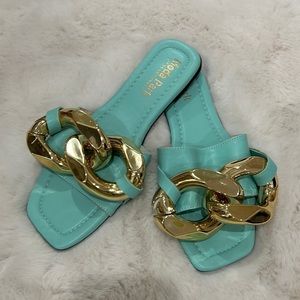 Women gold chain sandals size 38 shoes